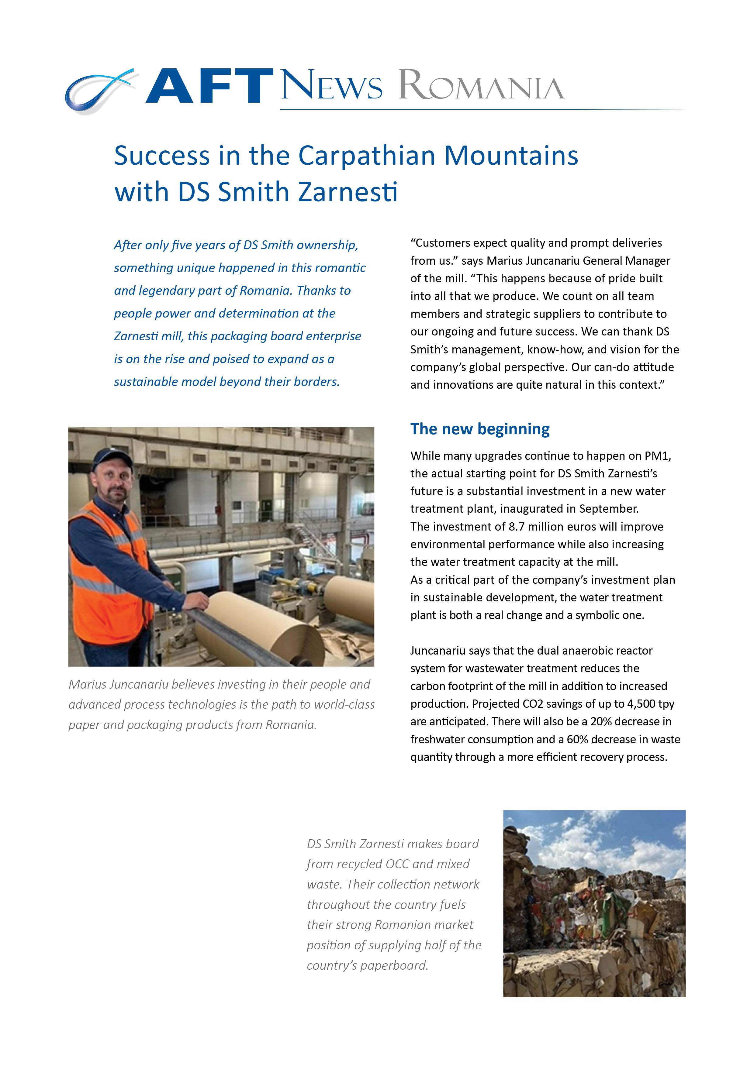 AFT Success Story at DS Smith Zarnesti