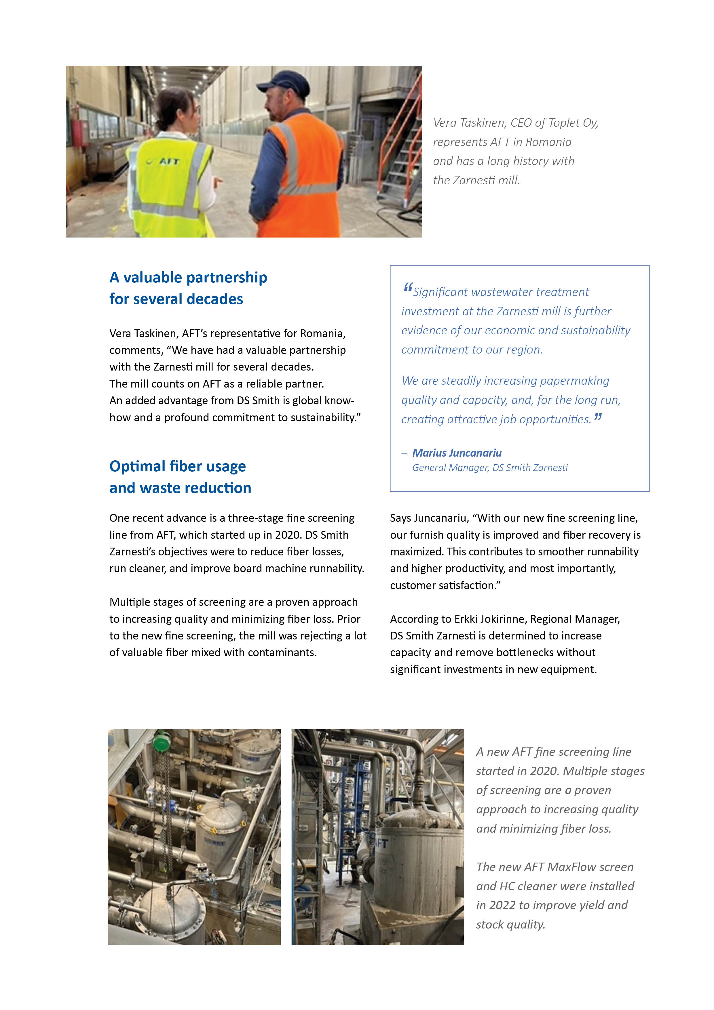 AFT Success Story at DS Smith Zarnesti