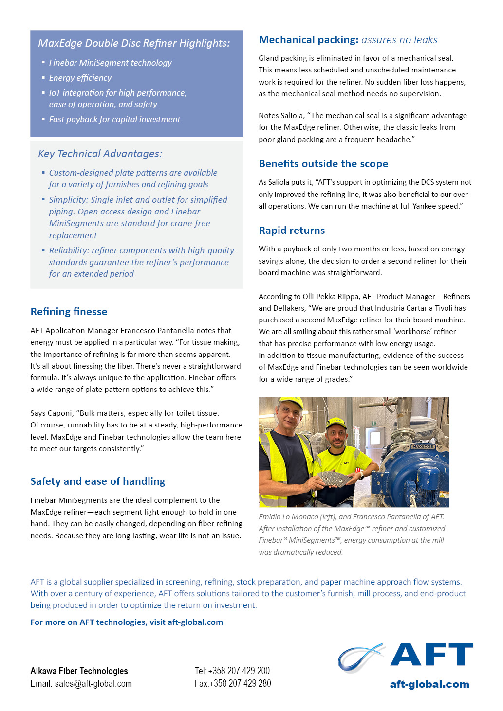 AFT News - Refining case study for tissue mill
