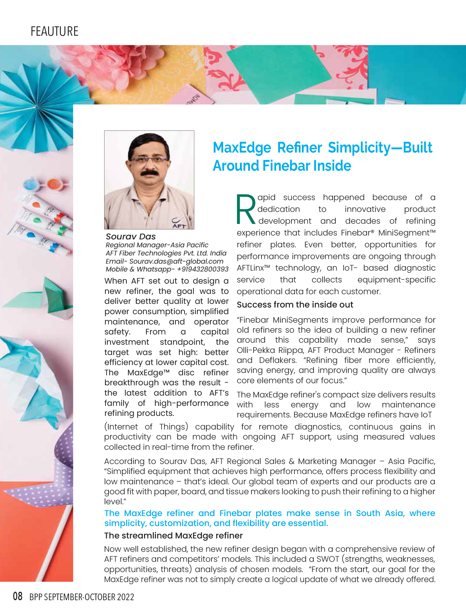 AFT MaxEdge Refiner article published in Bangladesh Pulp & Paper Magazine